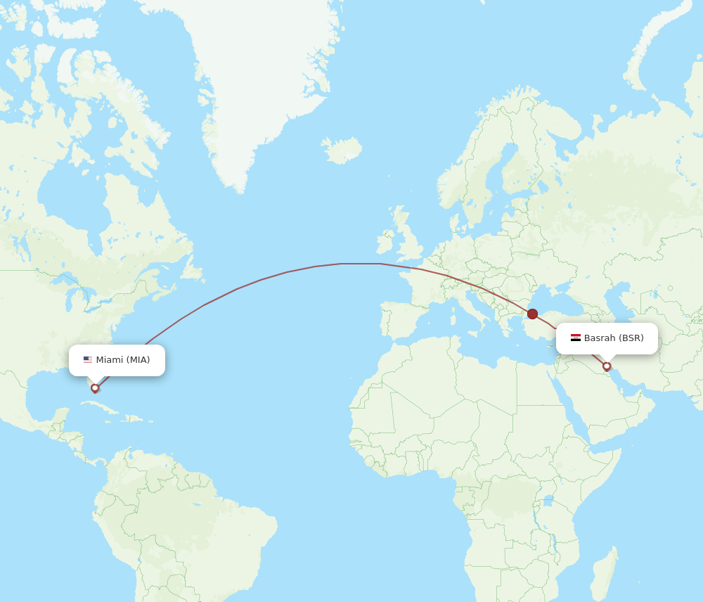 BSR-MIA flight routes