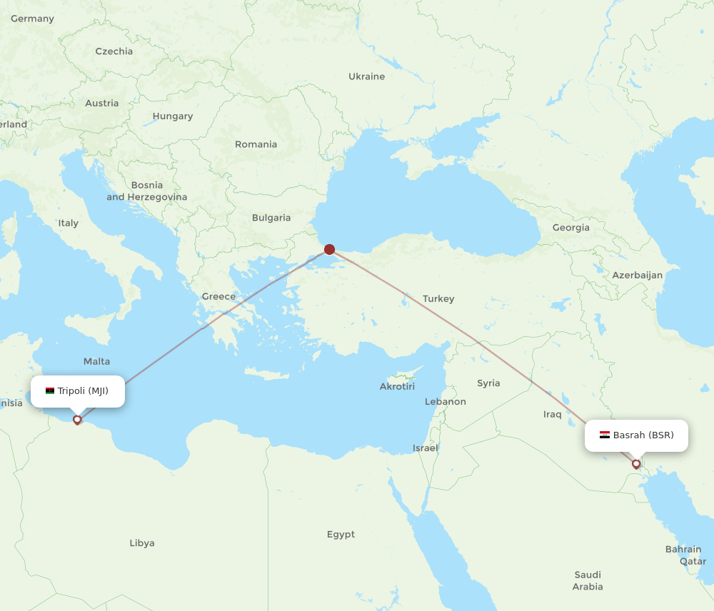 BSR-MJI flight routes