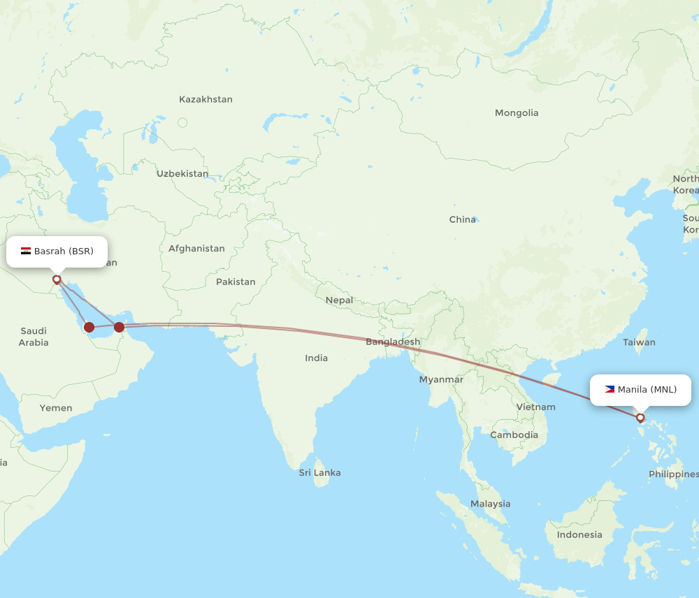 BSR-MNL flight routes