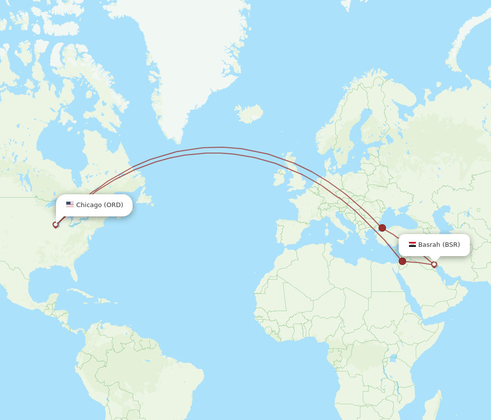 BSR to ORD flights and routes map