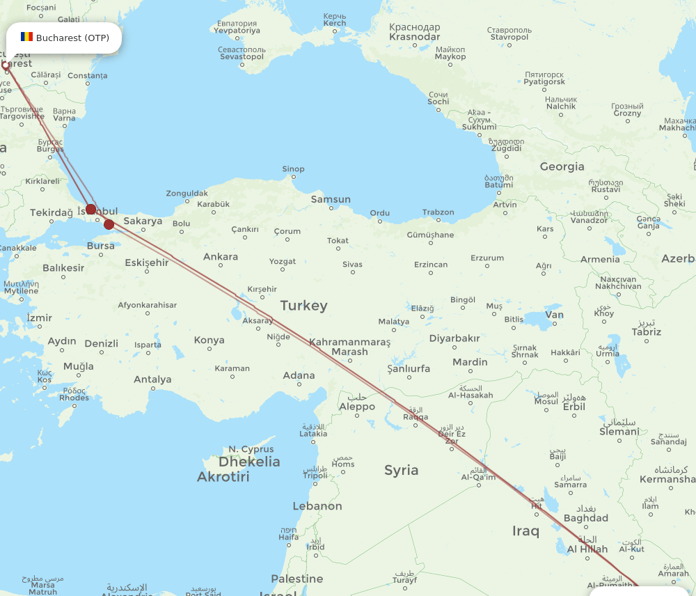 BSR-OTP flight routes