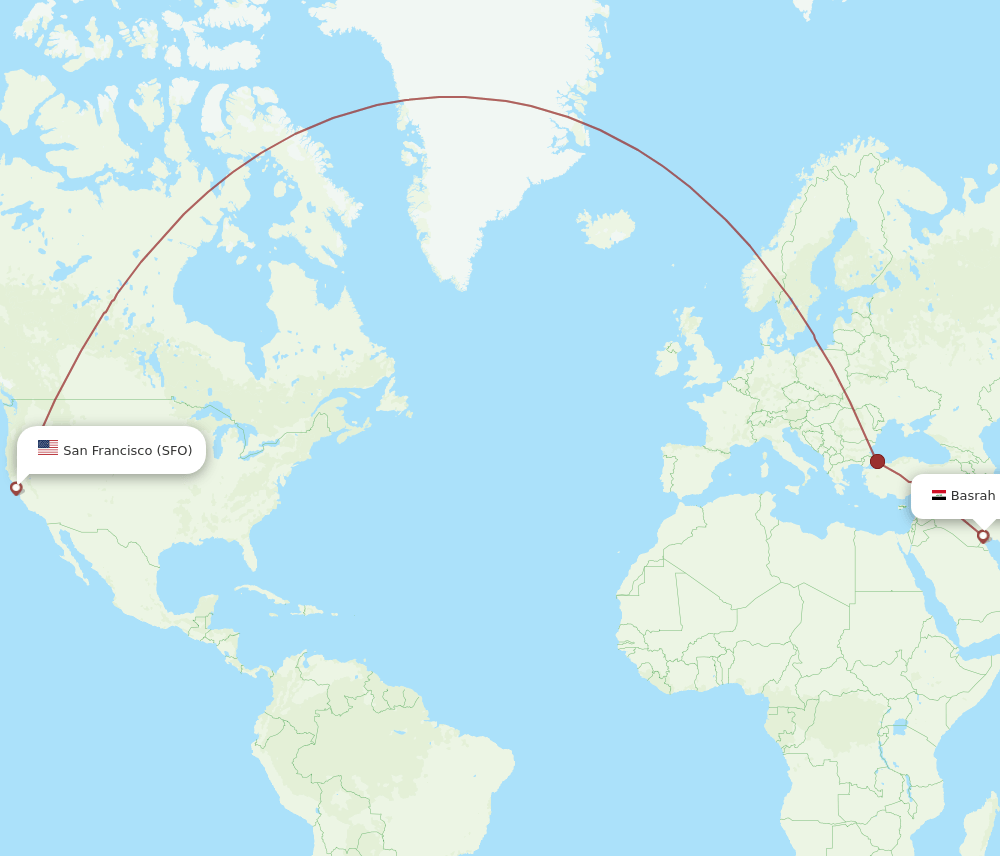 BSR-SFO flight routes