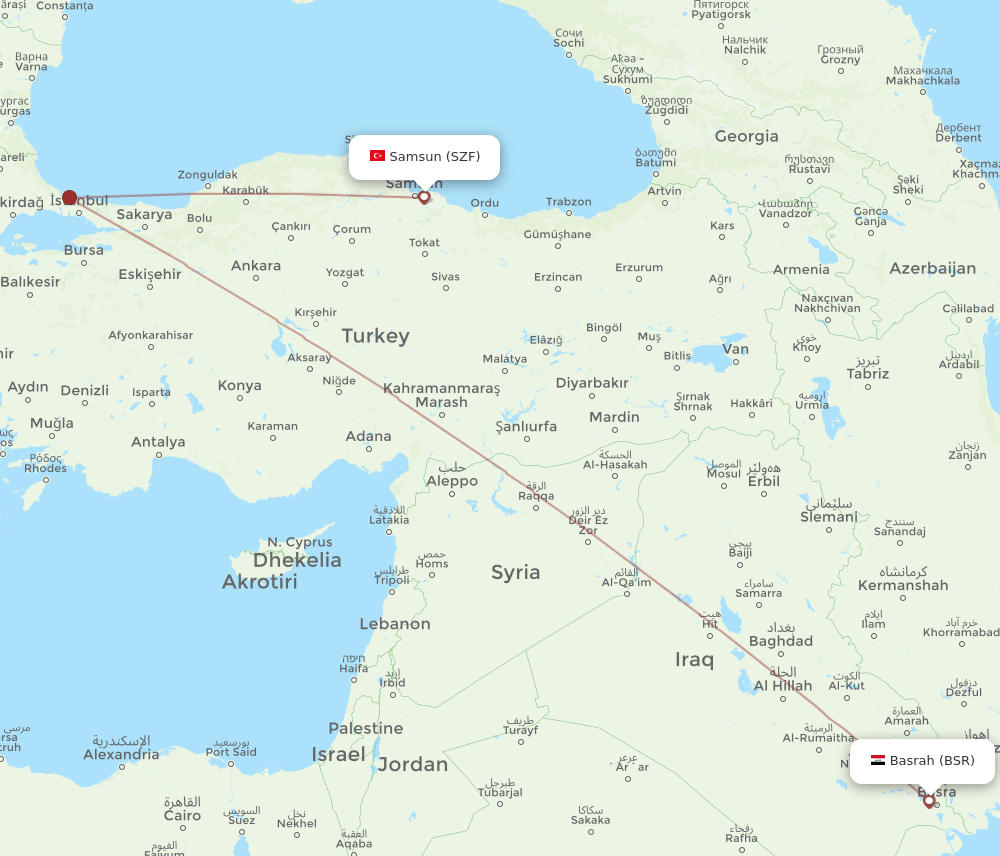 BSR-SZF flight routes
