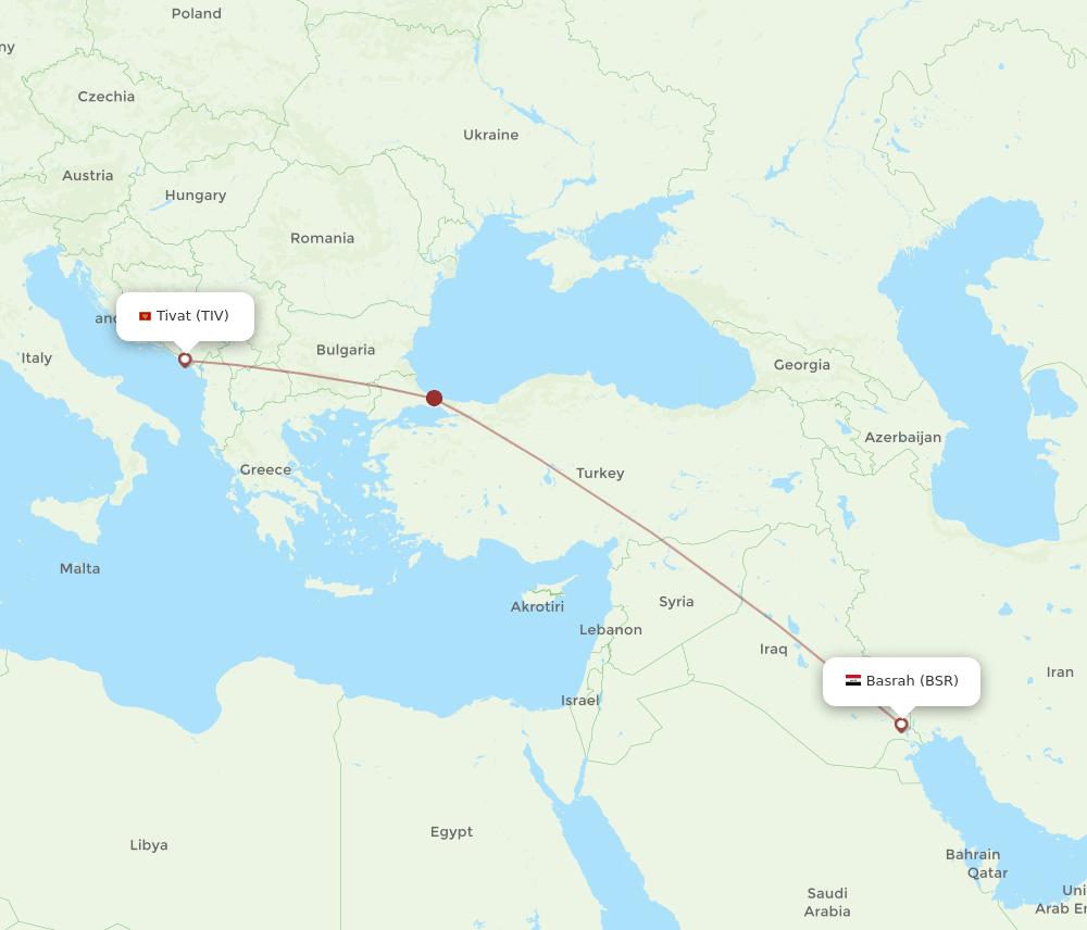 BSR to TIV flights and routes map
