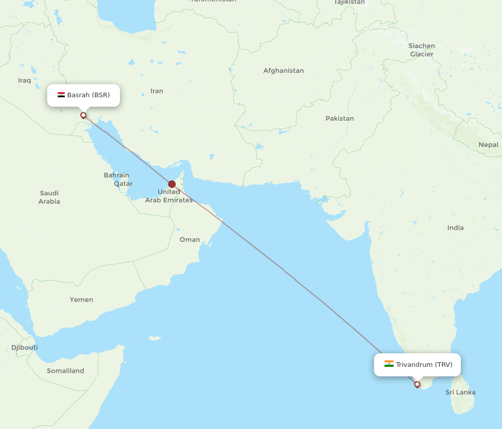 BSR-TRV flight routes