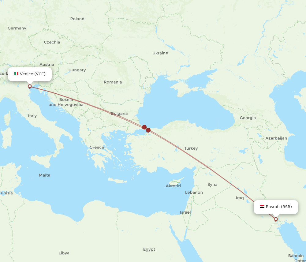 BSR-VCE flight routes