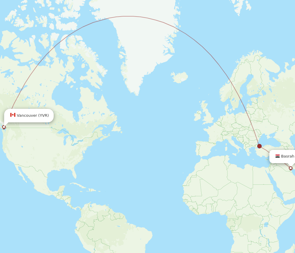 BSR-YVR flight routes