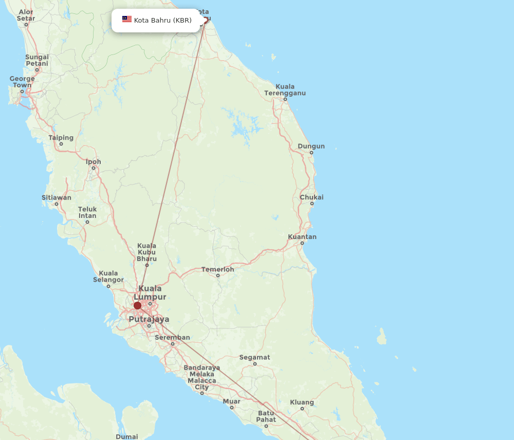 BTH-KBR flight routes