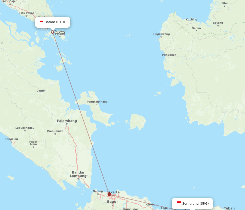 BTH to SRG flights and routes map