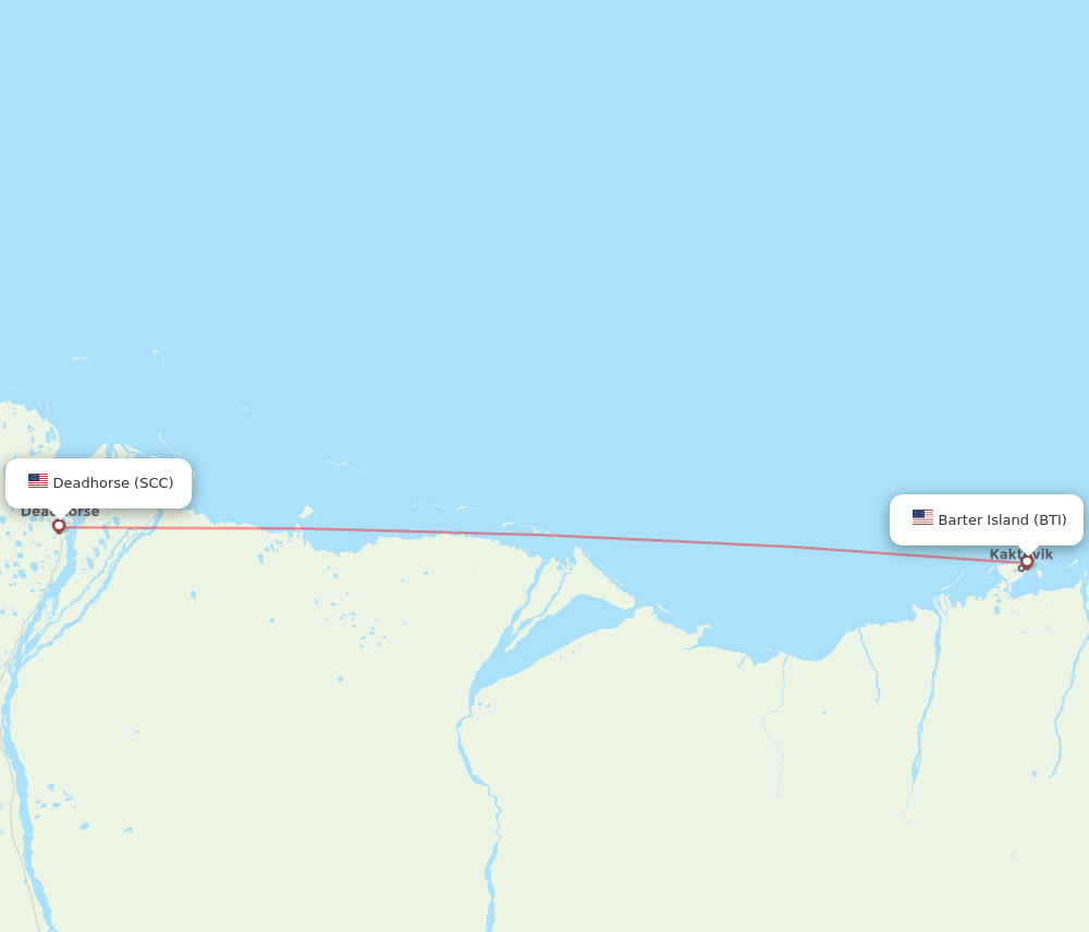 Barter Island - Prudhoe Bay/Deadhorse route map and flight paths