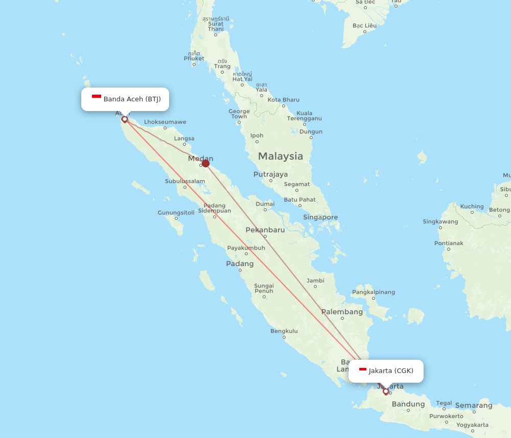 BTJ to CGK flights and routes map