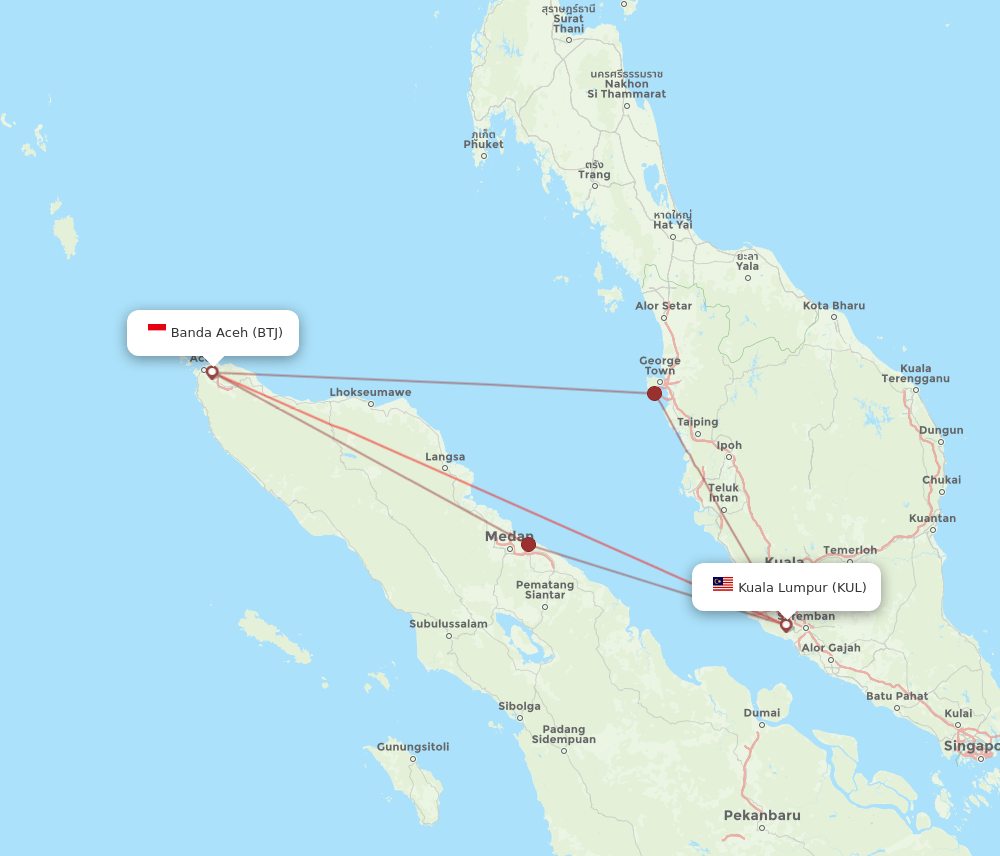BTJ-KUL flight routes