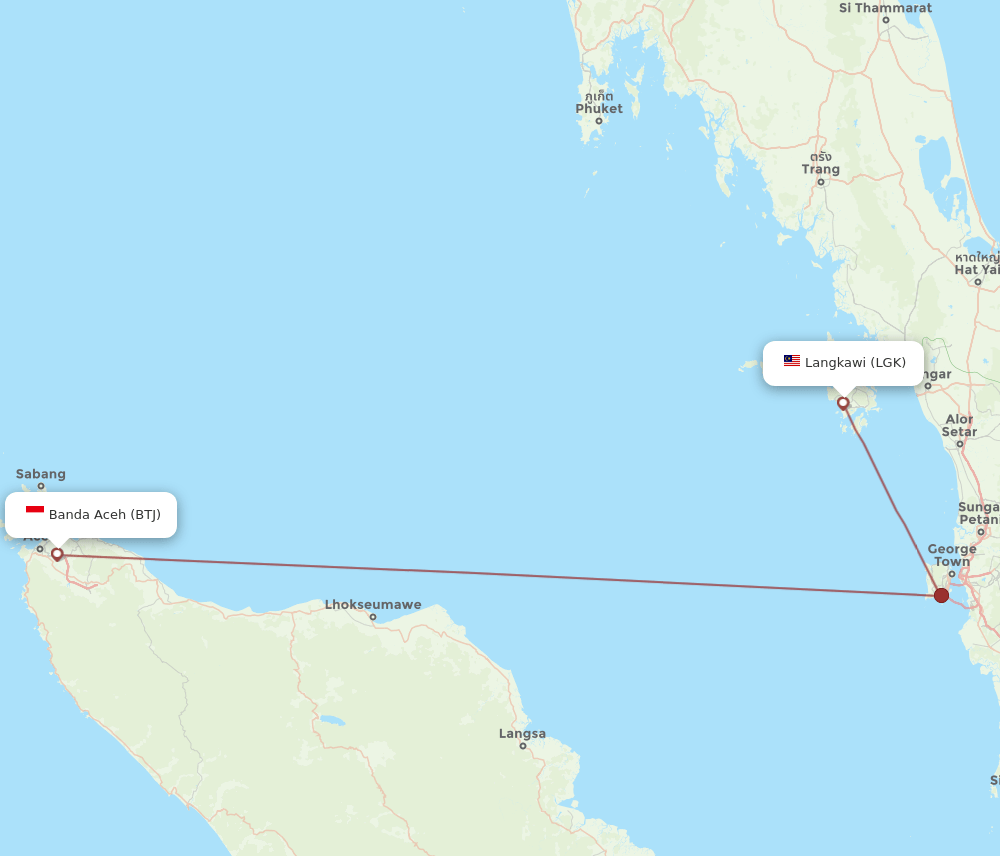 BTJ-LGK flight routes