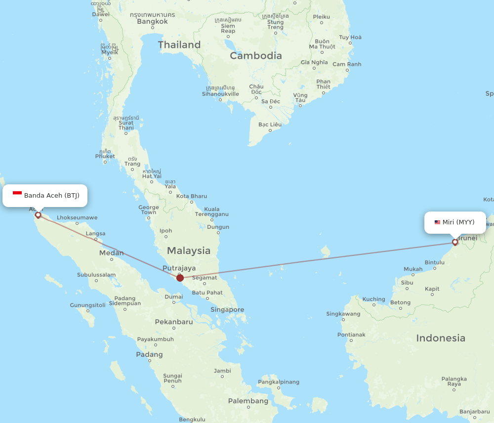 BTJ-MYY flight routes