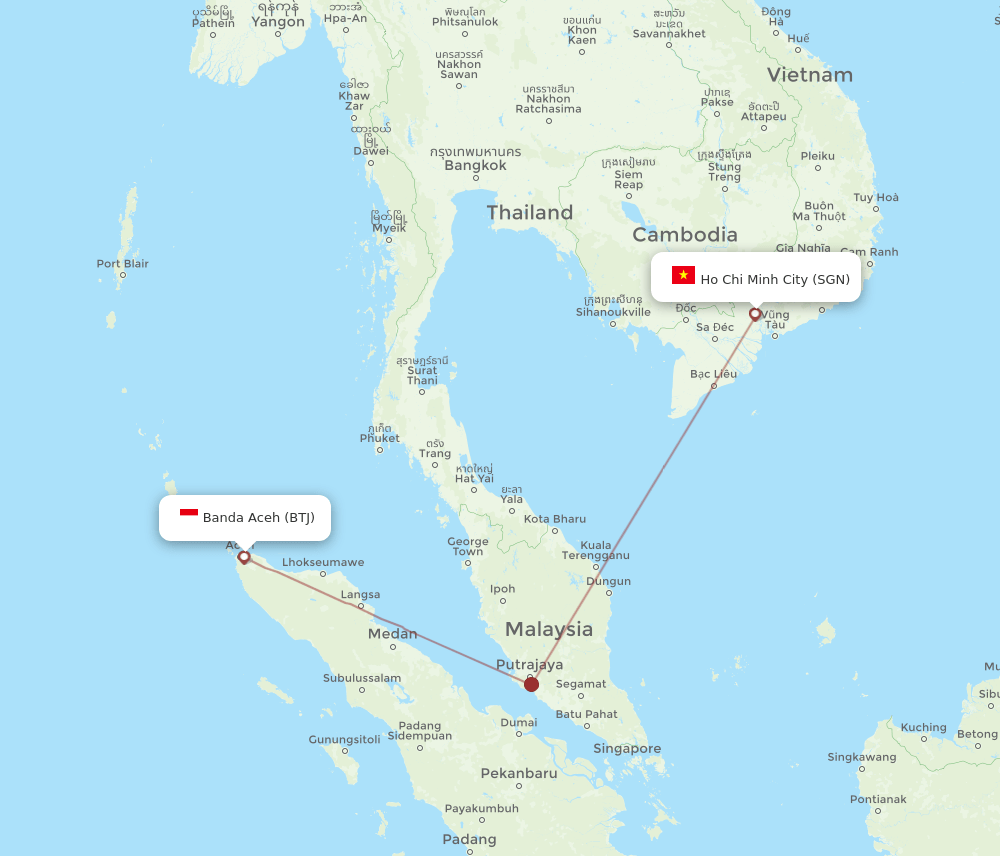 BTJ-SGN flight routes