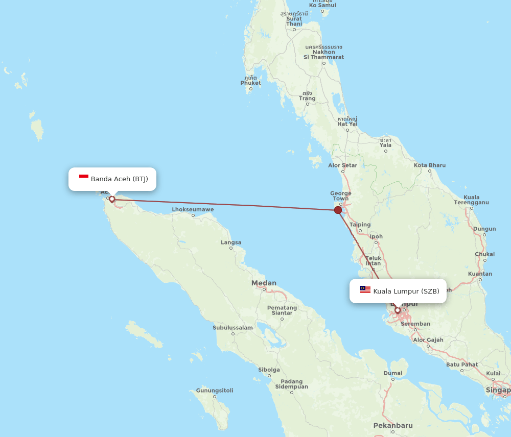 BTJ-SZB flight routes