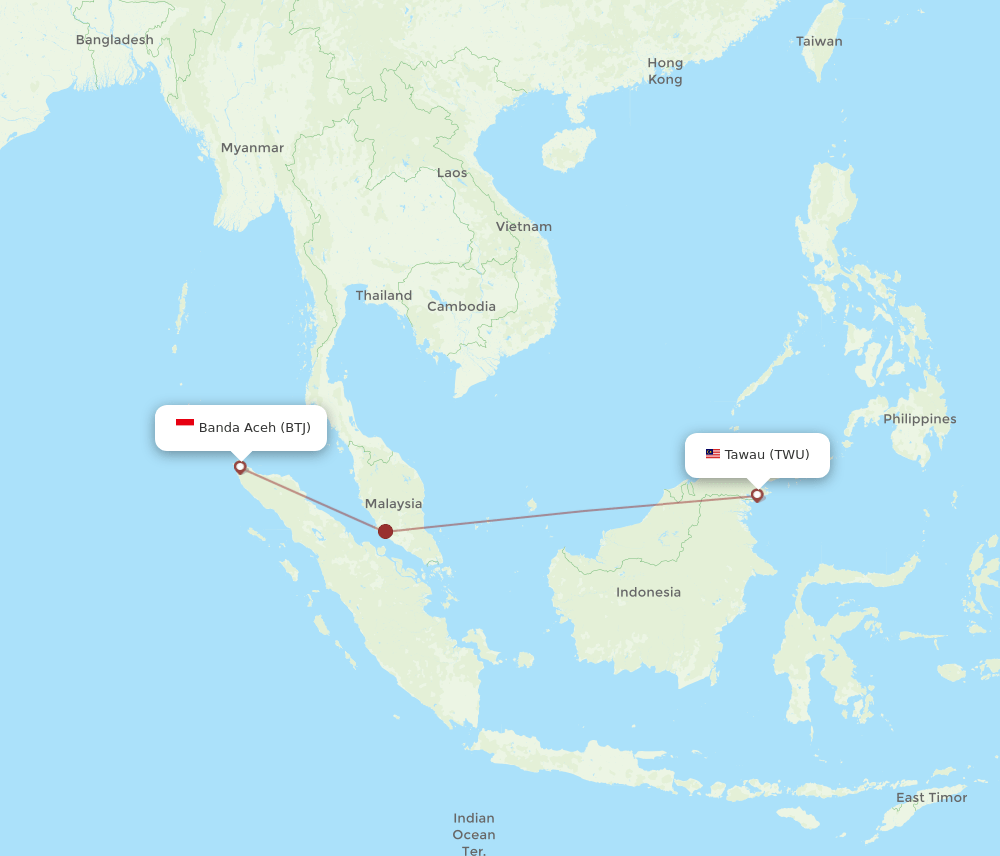 BTJ-TWU flight routes