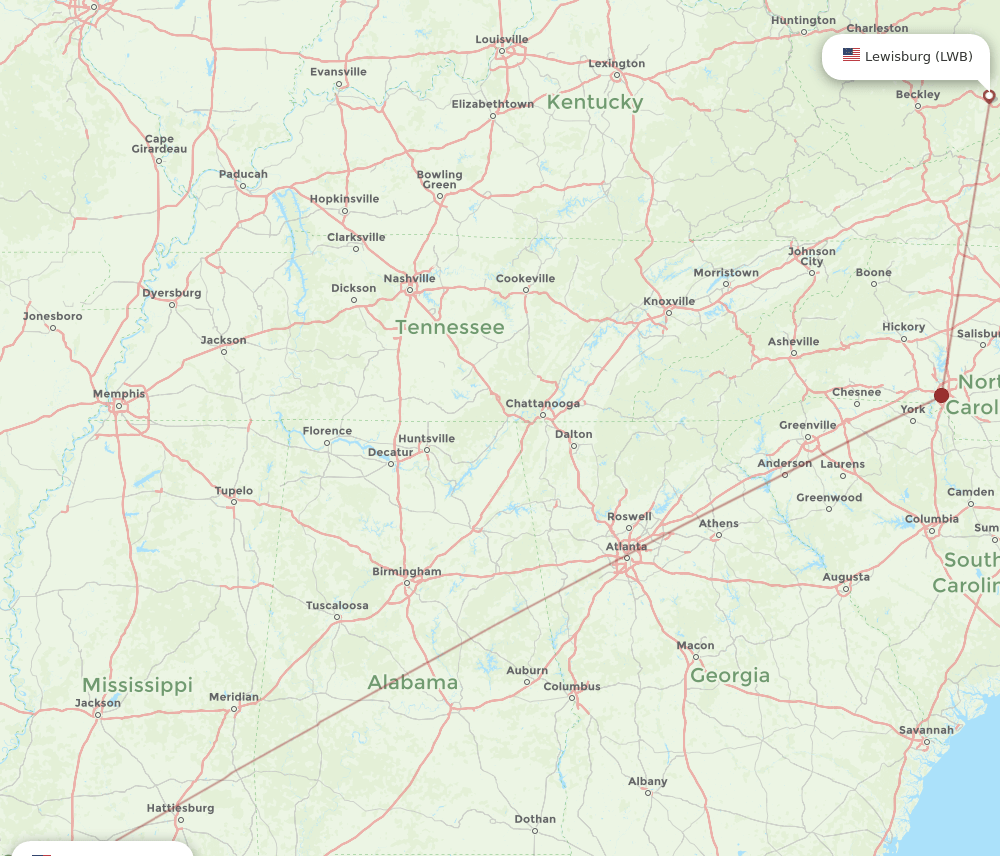 BTR to LWB flights and routes map
