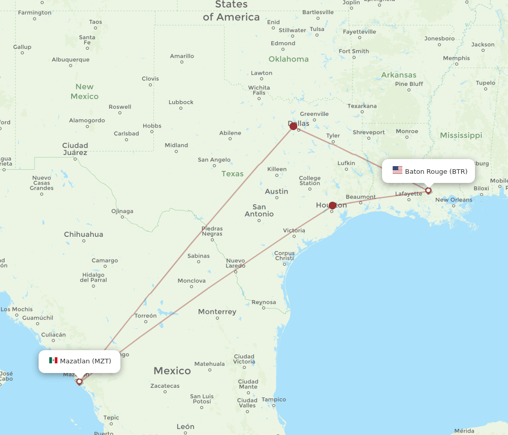 BTR-MZT flight routes