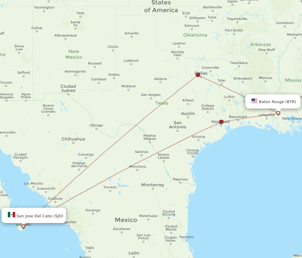 BTR-SJD flight routes