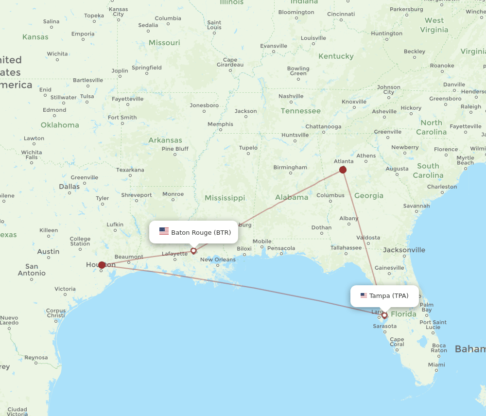 BTR-TPA flight routes