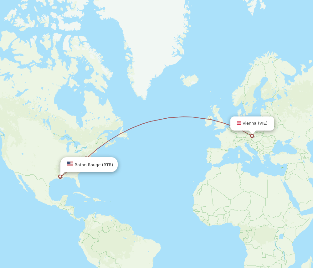 BTR to VIE flights and routes map