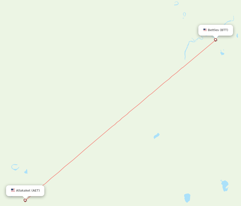 Bettles - Allakaket route map and flight paths