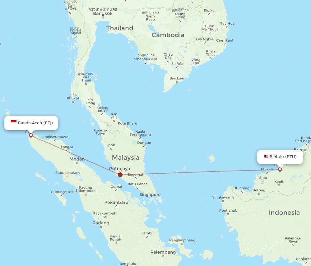 BTU-BTJ flight routes