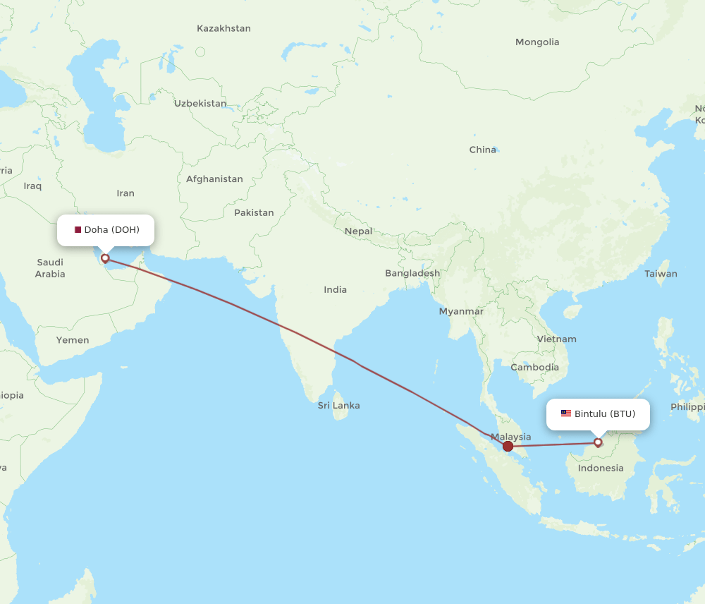 BTU-DOH flight routes