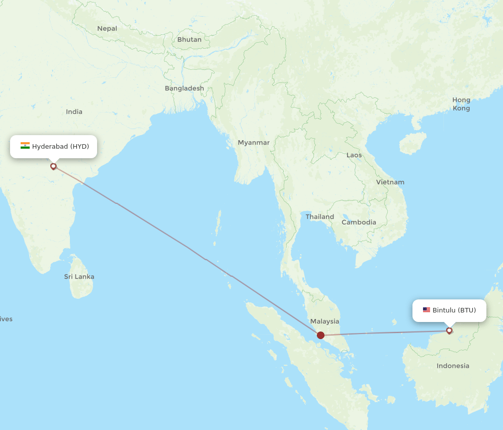 BTU-HYD flight routes