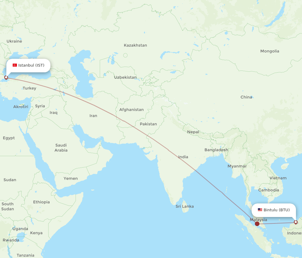 BTU-IST flight routes