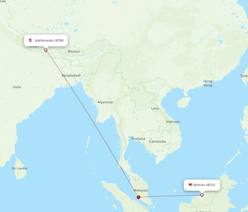 BTU-KTM flight routes