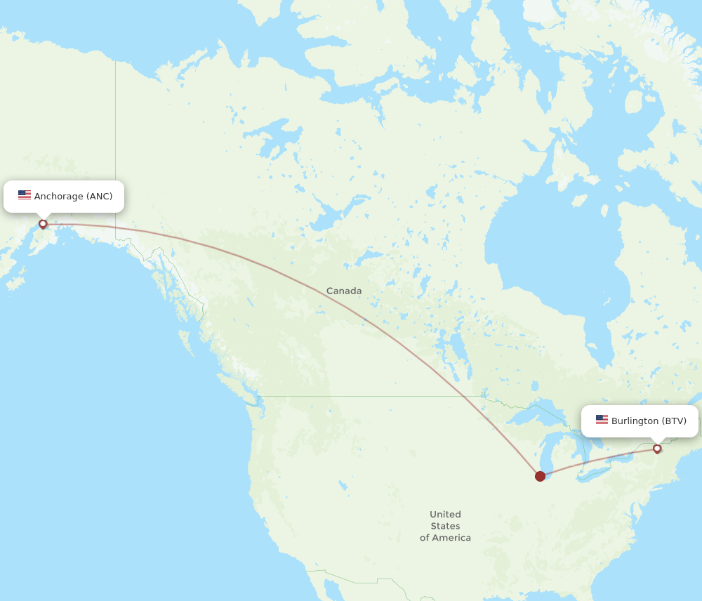 BTV-ANC flight routes