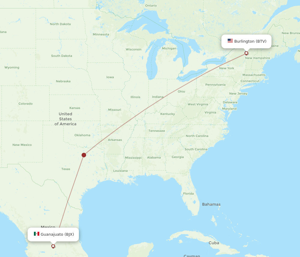 BTV-BJX flight routes