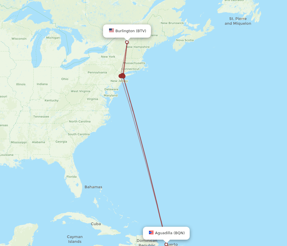 BTV-BQN flight routes