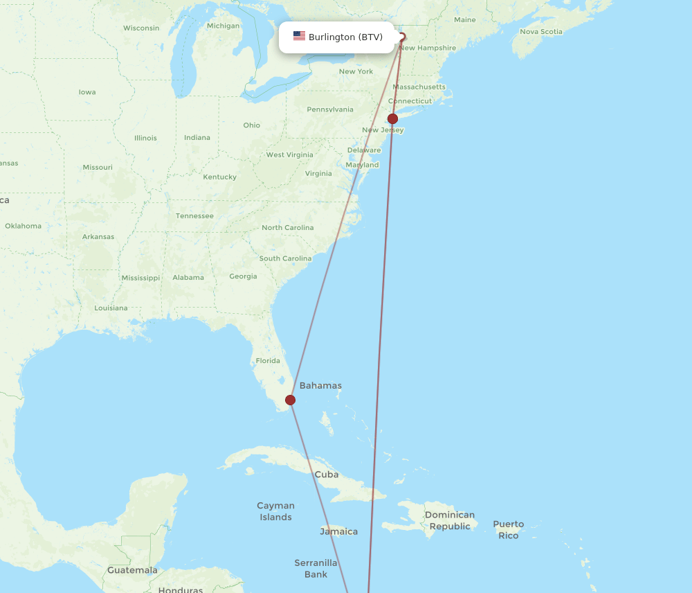 BTV-CTG flight routes