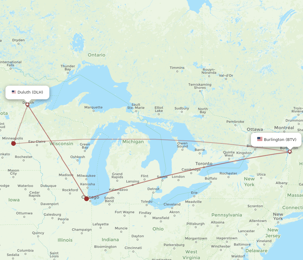 BTV-DLH flight routes