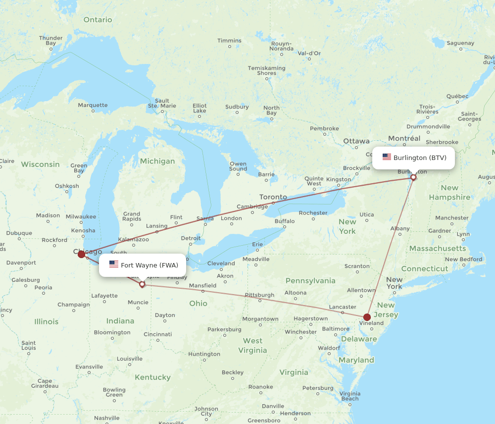 BTV-FWA flight routes