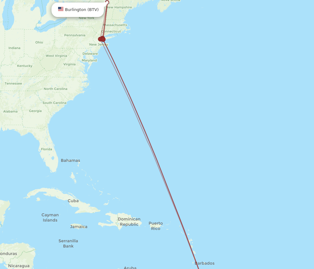 BTV to GEO flights and routes map