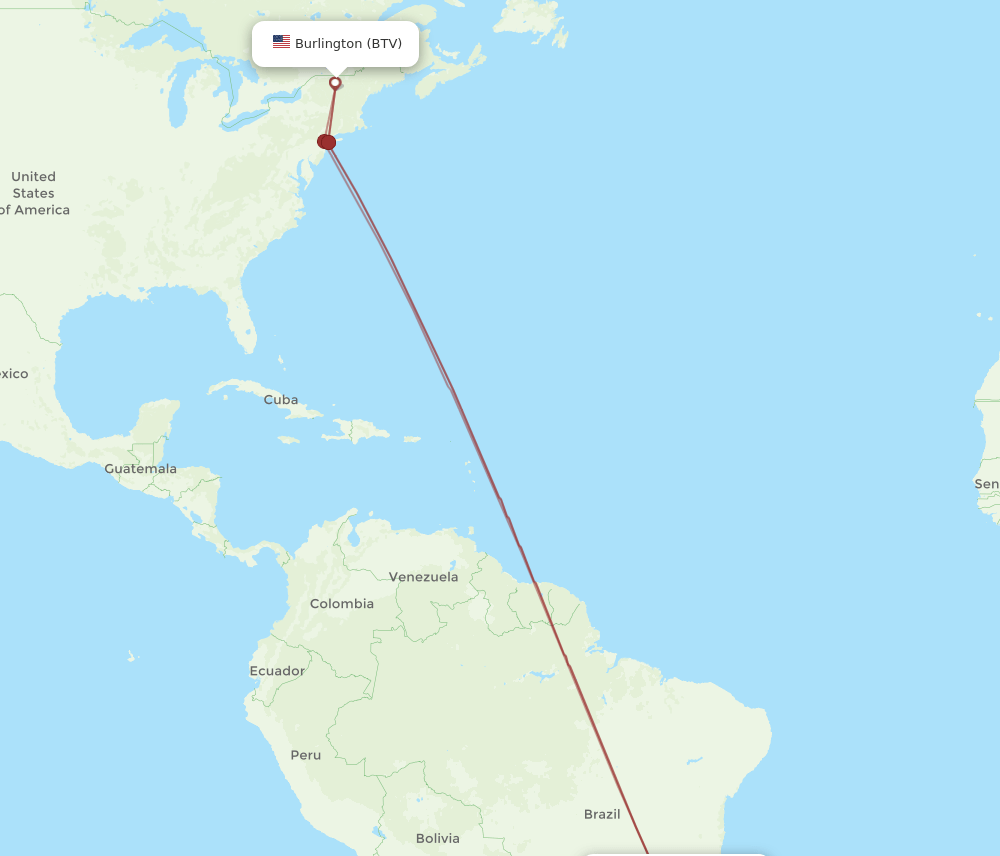 BTV to GIG flights and routes map