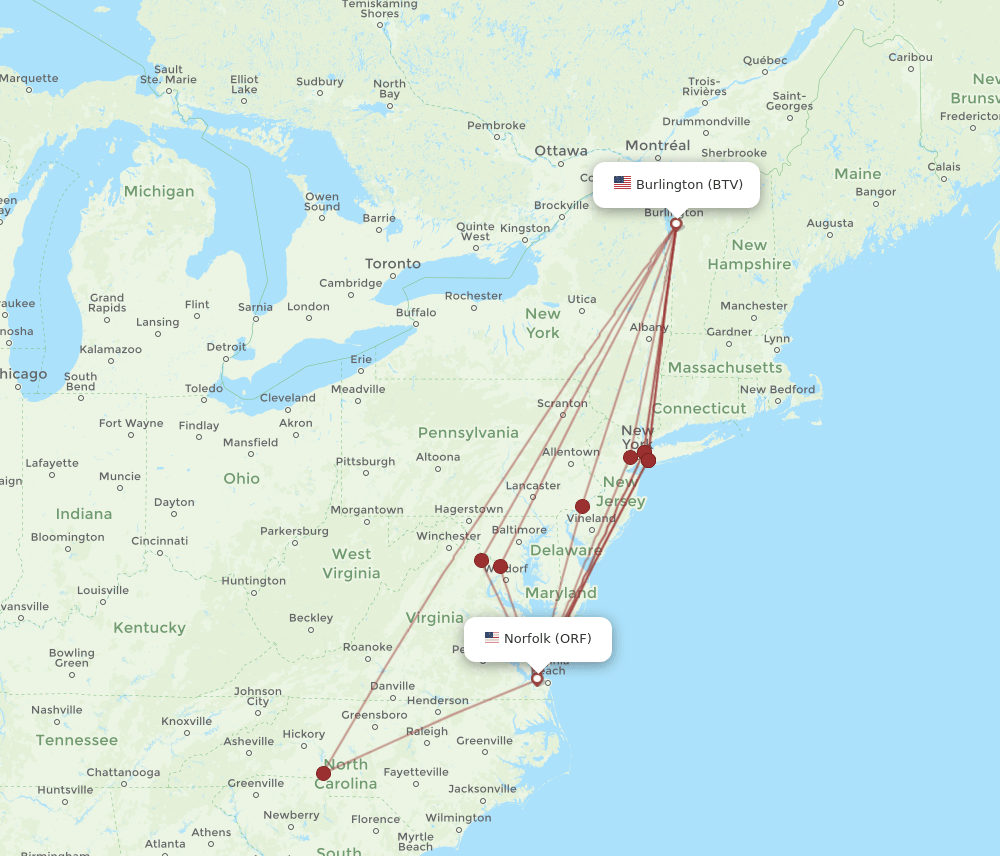 BTV-ORF flight routes