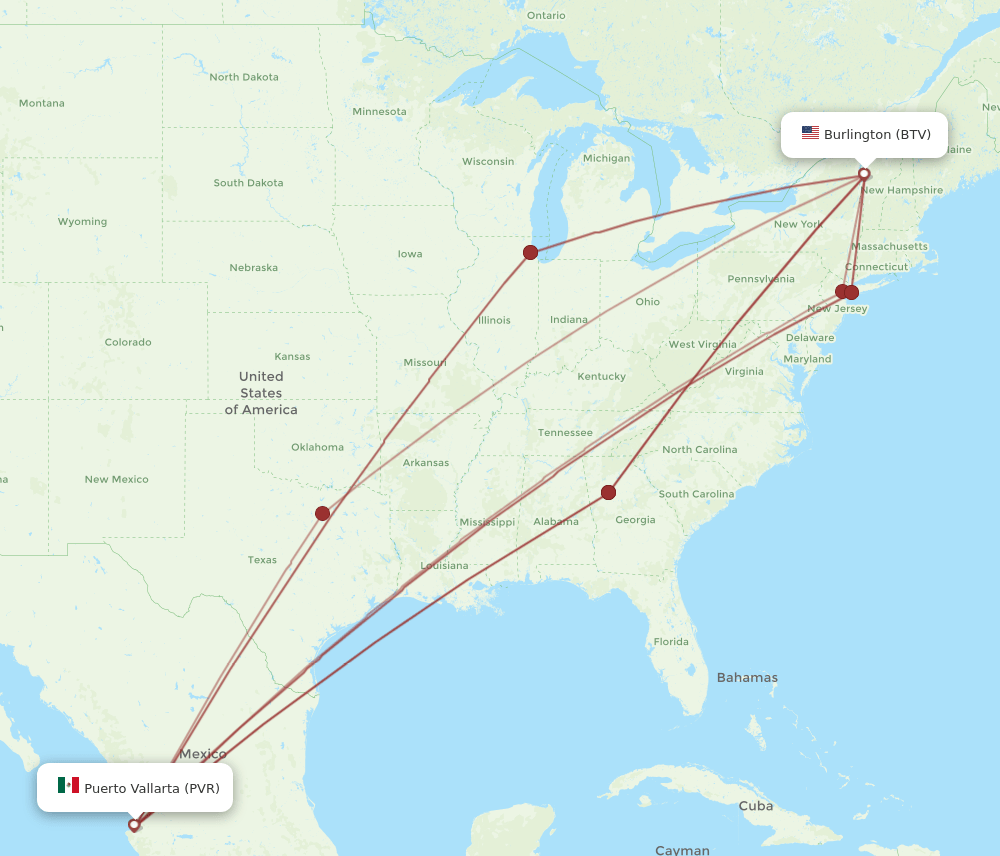 BTV-PVR flight routes