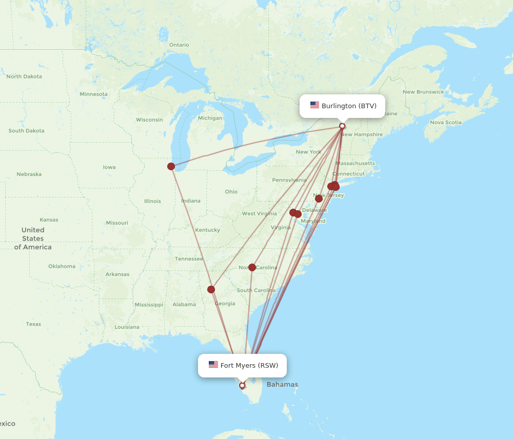 BTV-RSW flight routes