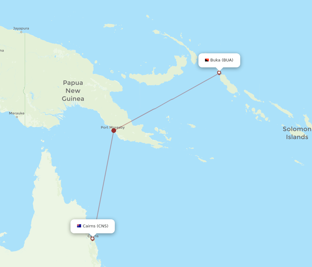 BUA-CNS flight routes