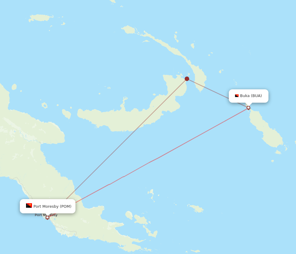 Port Moresby - Buka route map and flight paths