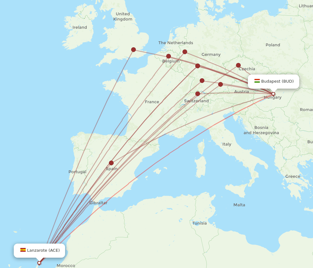 BUD-ACE flight routes