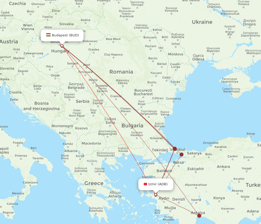 BUD-ADB flight routes