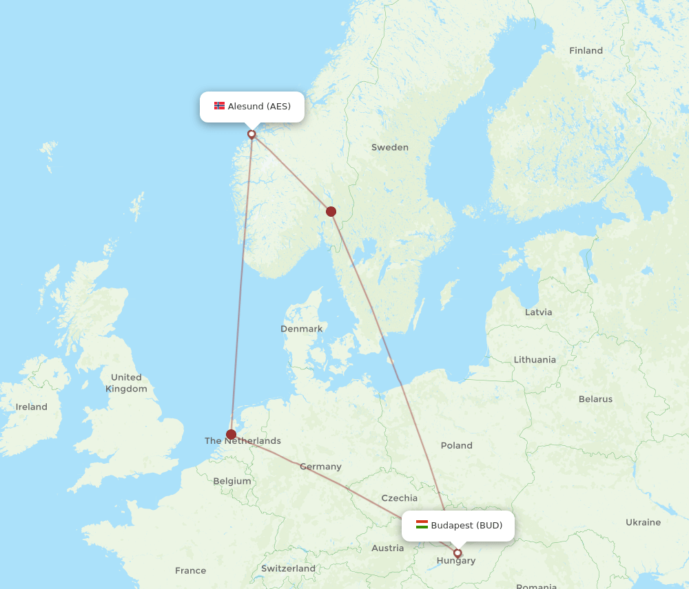 BUD-AES flight routes