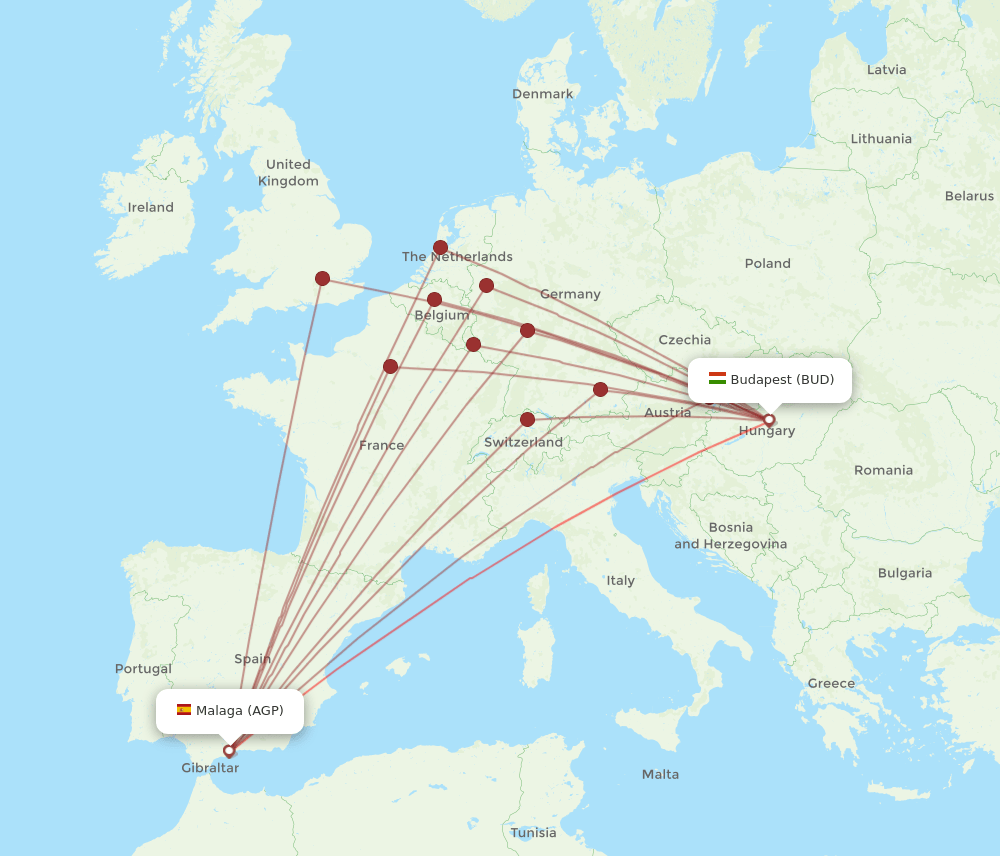 BUD-AGP flight routes