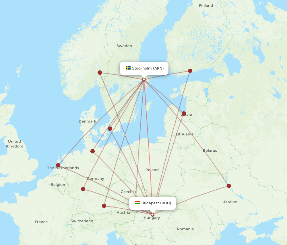 BUD-ARN flight routes